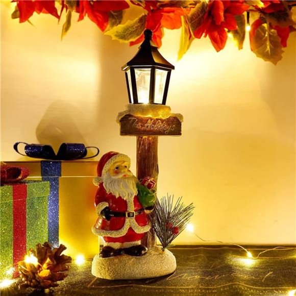 Christmas Decor, LED Lights Santa Claus Lamppost Tabletop...
